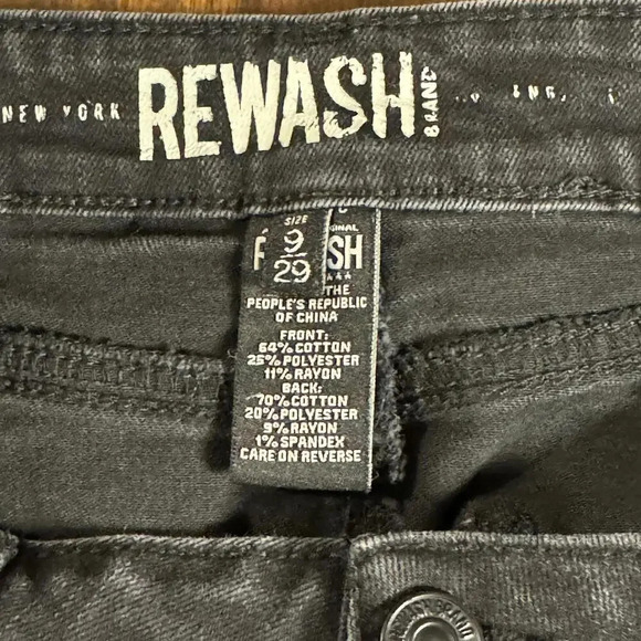 Rewash Black Denim Mini Skirt with Distressed Details Size 9 - Picture 4 of 4